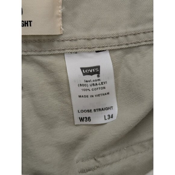 Y2K Levis Cargo Loose Straight Mens 36X35 Wide Leg Baggy Outdoor Hiking 90s Tan - Picture 13 of 13